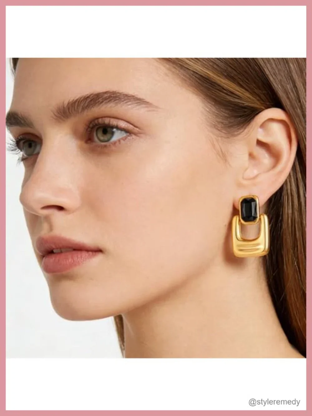 Chunky Gold Dangle Earrings Geometric Square Drop Statement Jewelry